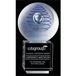 Gallileo - Small - Art Glass Award Features Lyrical Swirls, Rhythmic Patterns Of Suspended Air Bubbles