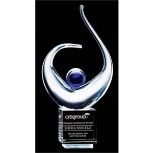 Ovation - Small - Art Glass Award Features Lyrical Swirls, Rhythmic Patterns Of Suspended Air Bubbles