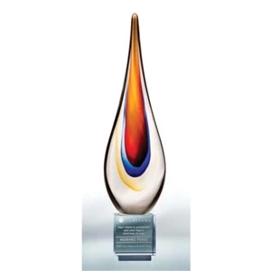 Torchier - Large - Art Glass Award Features Lyrical Swirls, Rhythmic Patterns Of Suspended Air Bubbles
