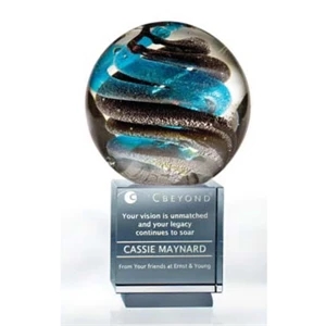 Helix - Small - Art Glass Award Features Lyrical Swirls, Rhythmic Patterns Of Suspended Air Bubbles