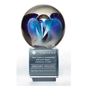 Intrigue (tm) - Small - Art Glass Award Features Lyrical Swirls, Rhythmic Patterns Of Suspended Air Bubbles