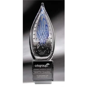 Fontana - Small - Art Glass Award Features Lyrical Swirls, Rhythmic Patterns Of Suspended Air Bubbles
