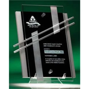Nova (tm) - Plaque Award Is Made Of Lacquered Wood And Suspended Glass