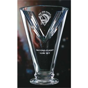Victory - Small - Radiant Award, Crafted Of Very Heavy Full-lead Crystal, Flashes The Universal "v"