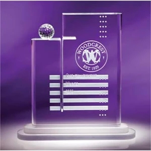 Forerunner - Large - Very Hefty Award Of Optically Pure Crystal Uses Saw Cuts As A Design Element
