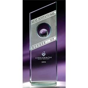 Fanfare - Small - Award Features A Circular Opening That Frames A Crystal Golf Ball Resting Within