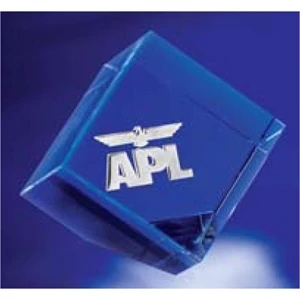 Plaza - Balanced On One Corner,this Optic Crystal Paperweight Takes On A Dynamic Appearance