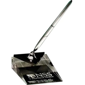Mode - Pen Set. Optic Crystal And Jet Black Crystal And A Chrome Writing Instrument