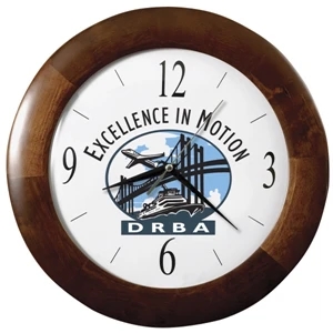 Corporate Wall - Wall Clock With Cherry Finished Wood Case With Convex Glass Crystal