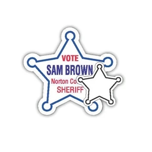 .019" - 2 3/8" X 2 1/2" Sheriff's Star Stock Mini Magnet With Digital 4-color Process Print