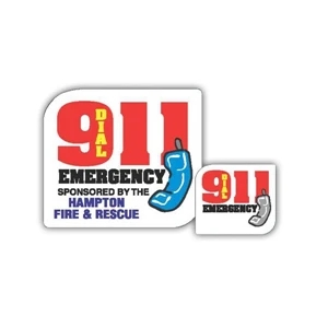 .019" - 2" X 1 3/4" 911 And Phone Stock Mini Magnet With Digital 4-color Process Print