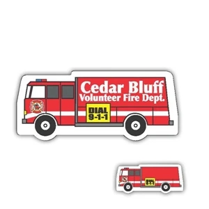 .019" - 3 3/4" X 1 5/8" Fire Truck Stock Mini Magnet With Digital 4-color Process Print