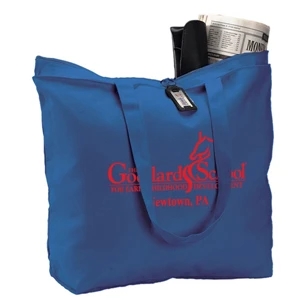 12 Oz. Cotton Tote Bag With Inside Zippered Pocket And Long Self-fabric Handles