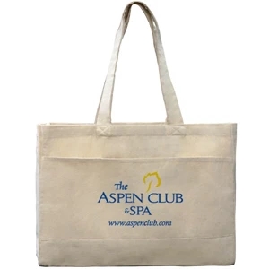 12 Oz. Canvas Tote With Inside Zipper Pocket, A Velcro Closure, And 27 Inch Handles
