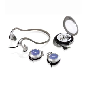 Coby (r) - Set Of Printed Neckband Headphone, Ear Clip Headphone And Stereo Headphones