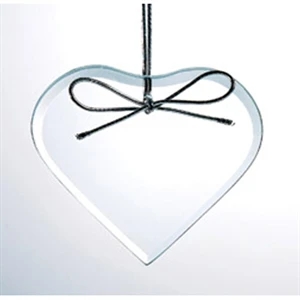 CLEAR GLASS HEART CHRISTMAS HOLIDAY ORNAMENT WITH RIBBON