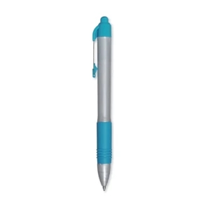 Zebra Z Grip (tm) - Black Ink - Teal Grip - Retractable Ballpoint Pen With Silver Plastic Barrel
