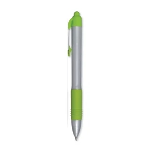 Zebra Z Grip (tm) - Black Ink - Apple Green Grip - Retractable Ballpoint Pen With Silver Plastic Barrel