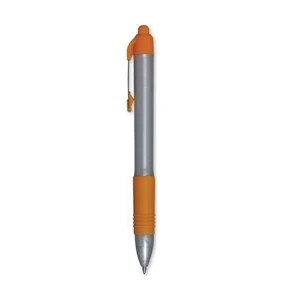 Zebra Z Grip (tm) - Black Ink - Orange Grip - Retractable Ballpoint Pen With Silver Plastic Barrel