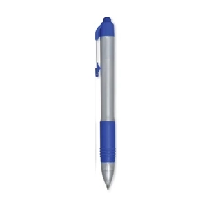 Zebra Z Grip (tm) - Black Ink - Blue Grip - Retractable Ballpoint Pen With Silver Plastic Barrel