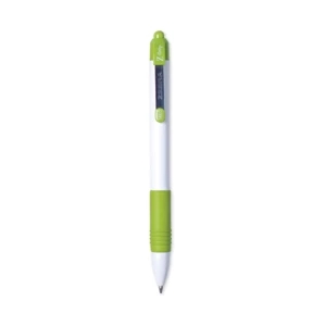 Zebra Z Grip (tm) - Black Ink - Green - Retractable Ballpoint Pen With White Color Plastic Barrel