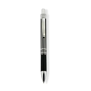 Grisham - Black - Ballpoint Pen With Aluminum Barrel, Click Action Mechanism And Etched Grip