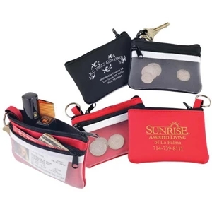 The Twin Zip - Fine Mesh And Suede Style Vinyl Purse With Two Separate Zipper Compartments