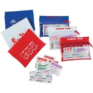 The Traveler - First Aid Kit In A Vinyl Zip Case, With Bandages, Alcohol Pads, Antiseptic Towelette