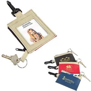 Id Clip With Secure Zip Pocket, Id Card Window, Plastic Clip, And Keyring