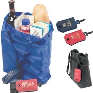 The Clip N'go Shopper - Foldable Nylon Shopping Bag In A Vinyl Snap Pouch With A Sturdy Plastic Clip