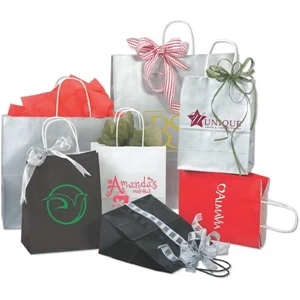 Enviro Sacks (tm) - 8" X 10.5" - White Gloss Coated Shopping Bag With Handle