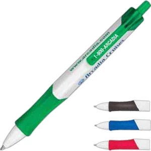 Triedge - Three-sided Ballpoint Pen With Medium Point, White Barrel And Grip Section