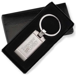 Catalog 5-7 Day Production - Rectangular Classic Polished Metal Key Ring With Gift Box
