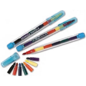Pop-a-point - Plastic 5 1/4" Tube With Seven Interchangeable Crayon Points. Imprinted