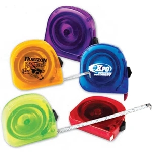 Translucent Tape Measure With Locking Device. Measures Up To 10 Feet. Imprinted