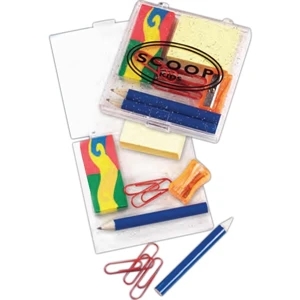 Office-in-a-box Stationery Set. Comes With Sturdy 3" X 3" Acrylic Case. Imprinted