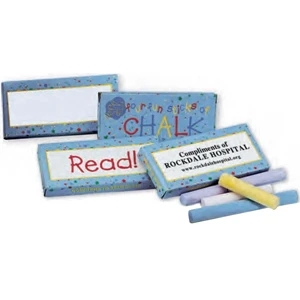 Four 3" Standard Size Sticks Of Blackboard Chalk. Custom Box Available. Imprinted