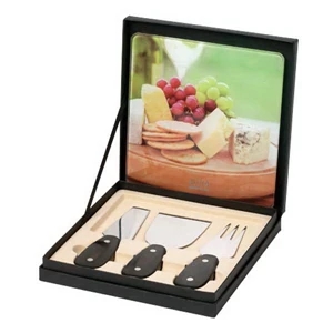 Rhone Homestyles (tm) - Cheese Set With Tempered Glass Cutting Board And Three Cheese Utensils