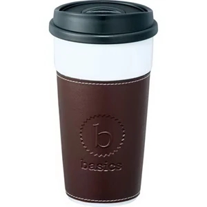 Hampton - Double-wall 16 Oz Ceramic Tumbler With Push On Hard Lid Fits Securely