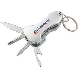 Aztec - 5-in-1 Multi Tool Keychain With Flashlight, Bottle Opener, Knife And 2 Screwdrivers