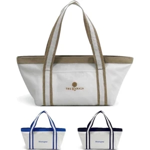 Natural - Insulated 9 Can Cooler Bag With Zippered Closure. Eco-friendly