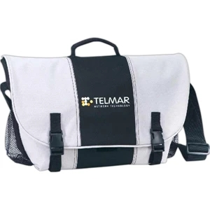 Roomy Messenger Bag With Velcro, Snap Closures And Adjustable Shoulder Strap