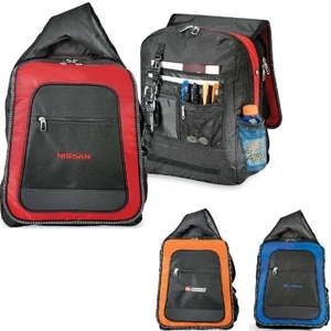 Techno - Computer Sling Backpack With Adjustable-angle Strap With Phone Pocket. Closeout!
