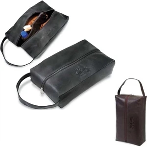 Koskin Collection - Golf Shoe Bag With Zippered Main Compartment, Plush Lining And Zippered Divider