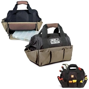 Handyman - Heavy Duty Tool Bag With Clear Plastic Accessory Case With Adjustable Dividers