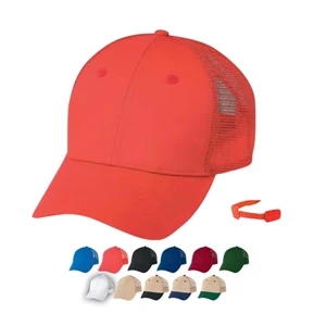Low Crown Constructed 6 Panel Cotton Twill Mesh Cap With Self Fabric Velcro Strap