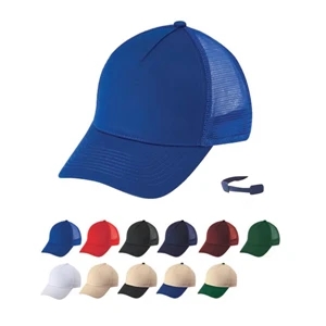Constructed 5 Panel 100% Cotton Twill Mesh Cap With Self Fabric Velcro Strap