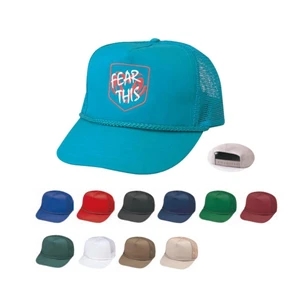 Pro Style 5 Panel Twill Cap With A Mesh Back And A Plastic Adjustable Snap