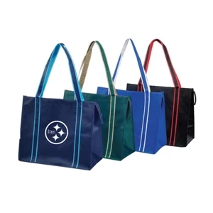 Eco-friendly Collection - Non-woven Tote Bag With Fabric Covered Bottom And Zipper