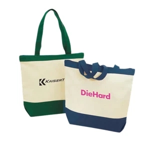 Zippered Cotton Canvas Tote Bag With Gusset, 17 1/2" X 15 1/2" X 4 1/2"